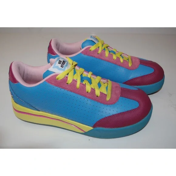 BBC Ice Cream Board Flip Sneakers Blue Pink Yellow Low Top Skate Shoes 5
